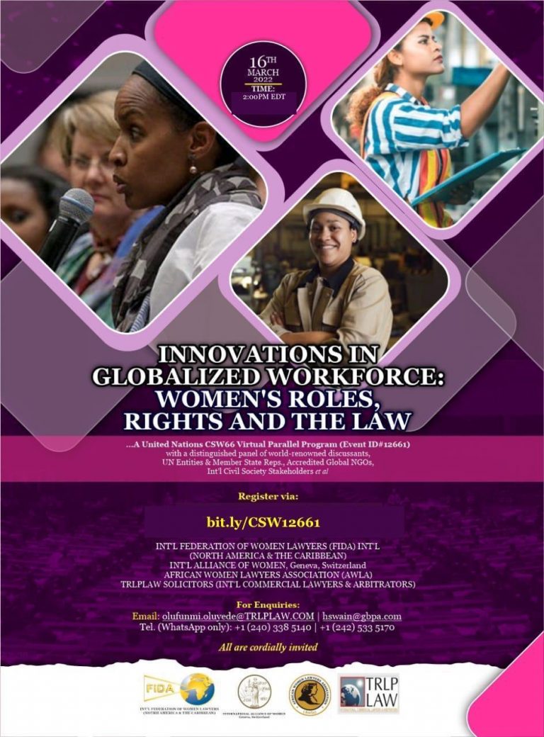 Innovations in globalised workforce: women’s roles, rights and the law