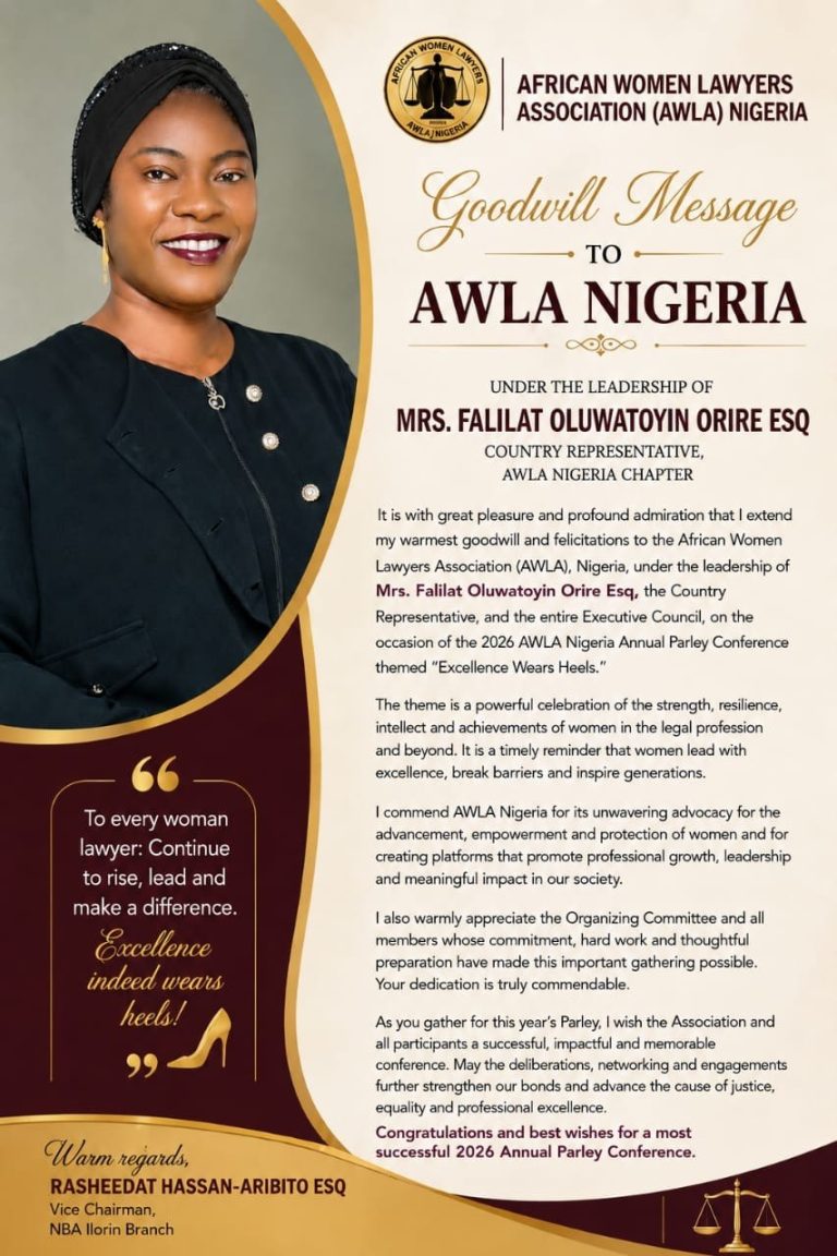 GOODWILL MESSAGE TO AWLA NIGERIA